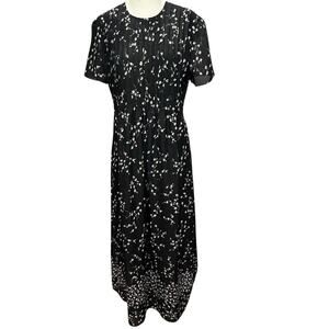 Positive Attitude 90s Y2K Dress 10 Black Ditsy Floral Pintuck Cottage Whimsygoth
